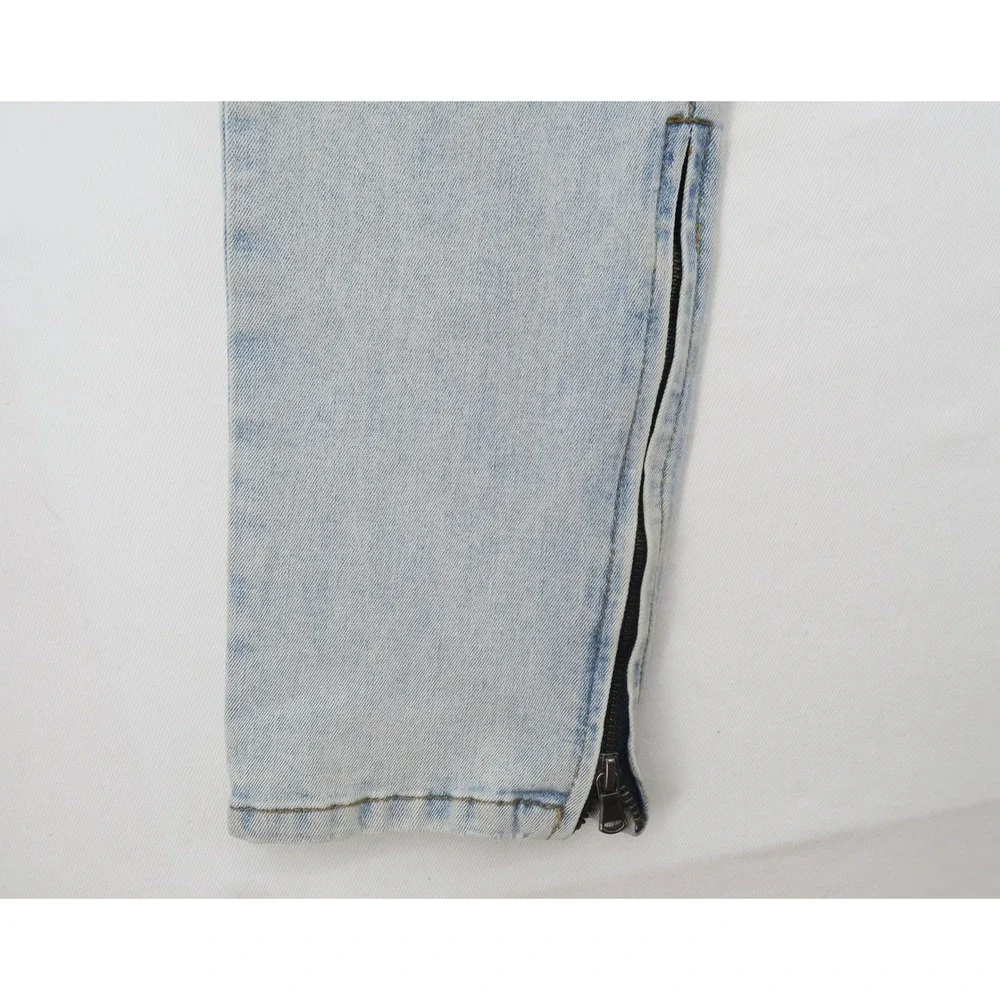 Eternity BC/AD Mens Shark Mouth Patch Distressed Skinny Jeans Light Wash Size 34